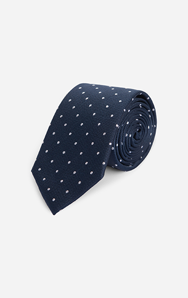 Navy Twill Polkadot Tie